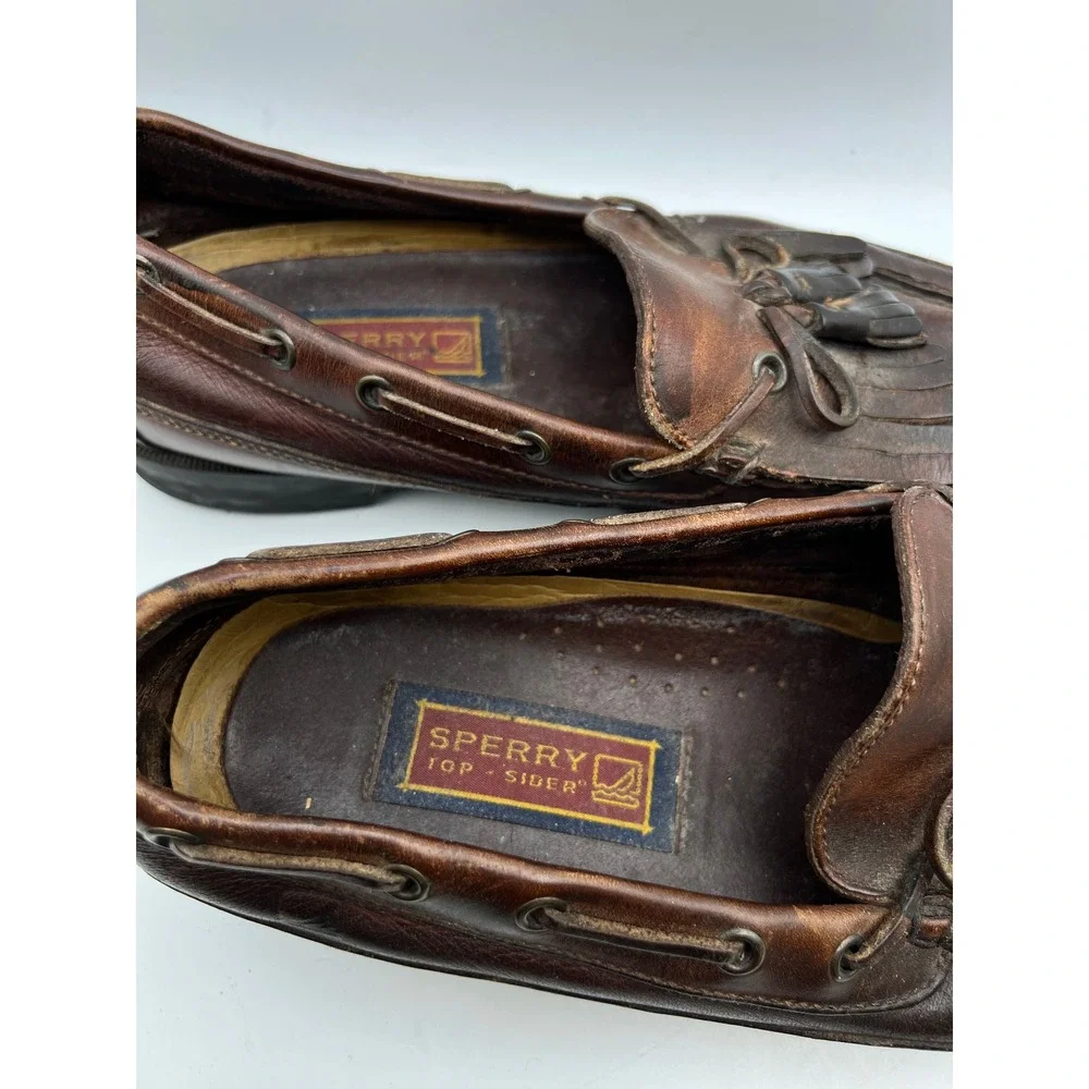 Sperry Top-Sider Mens Brown Leather Kiltie Tassel Loafers Boat Shoes 11M 0673418